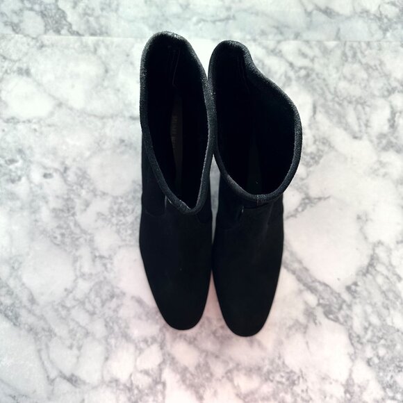 Stuart Weitzman Siggy Pearl Suede Booties in Black - Picture 9 of 9